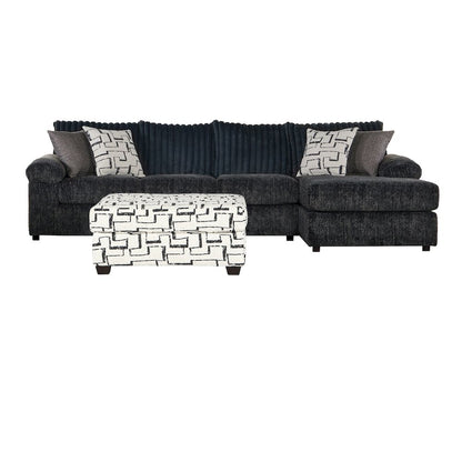 Nason Wide Wale Corduroy Sofa Chaise with Armchair and Ottoman, Charcoal