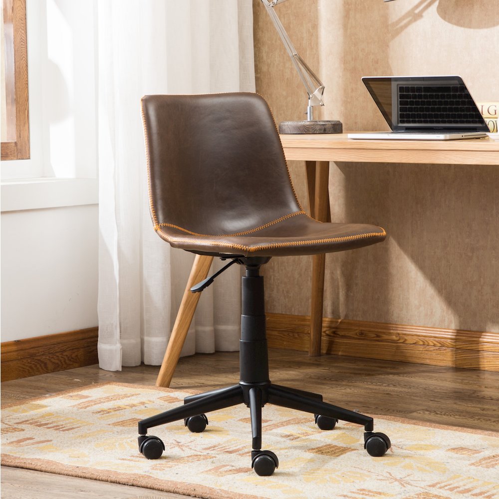 Cesena Faux Leather 360 Swivel Air Lift Office Chair, Antique Brown