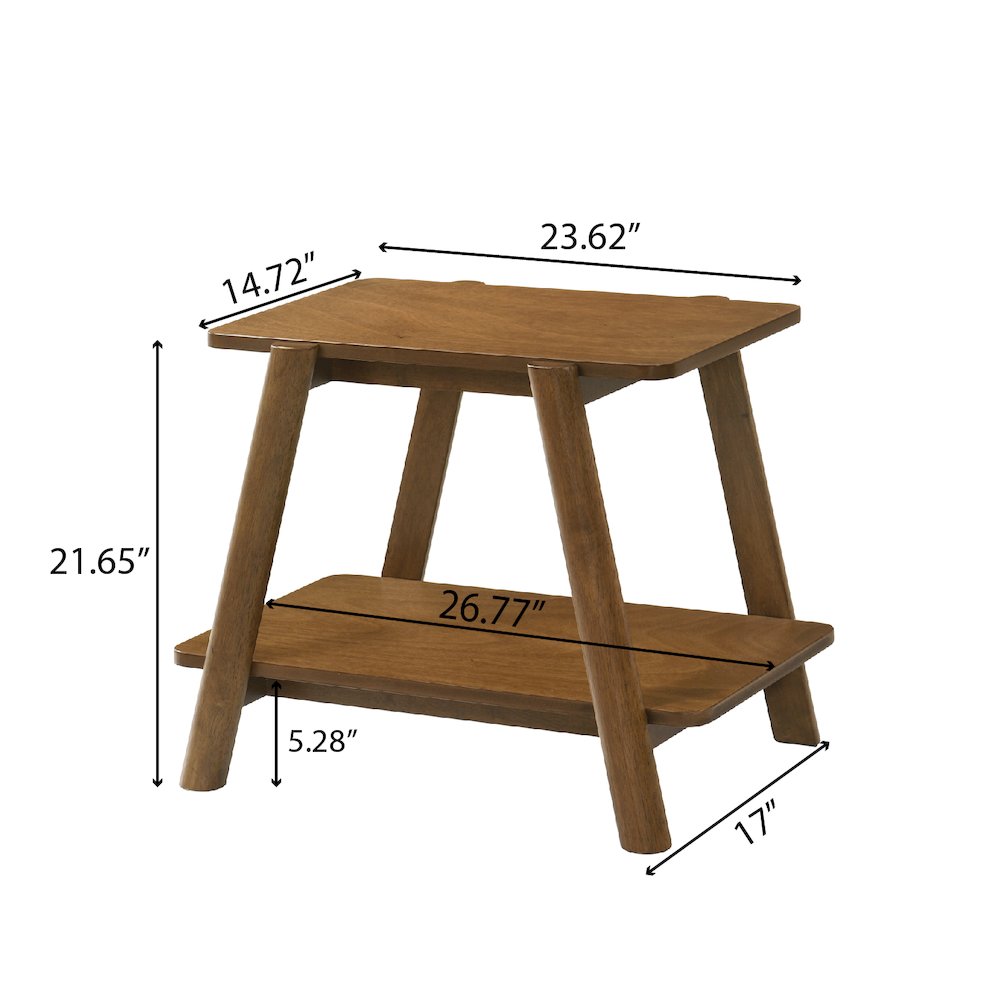 Metz Mid-Century Modern Wood Shelf 3-Pc Coffee Table Set, Walnut Finish