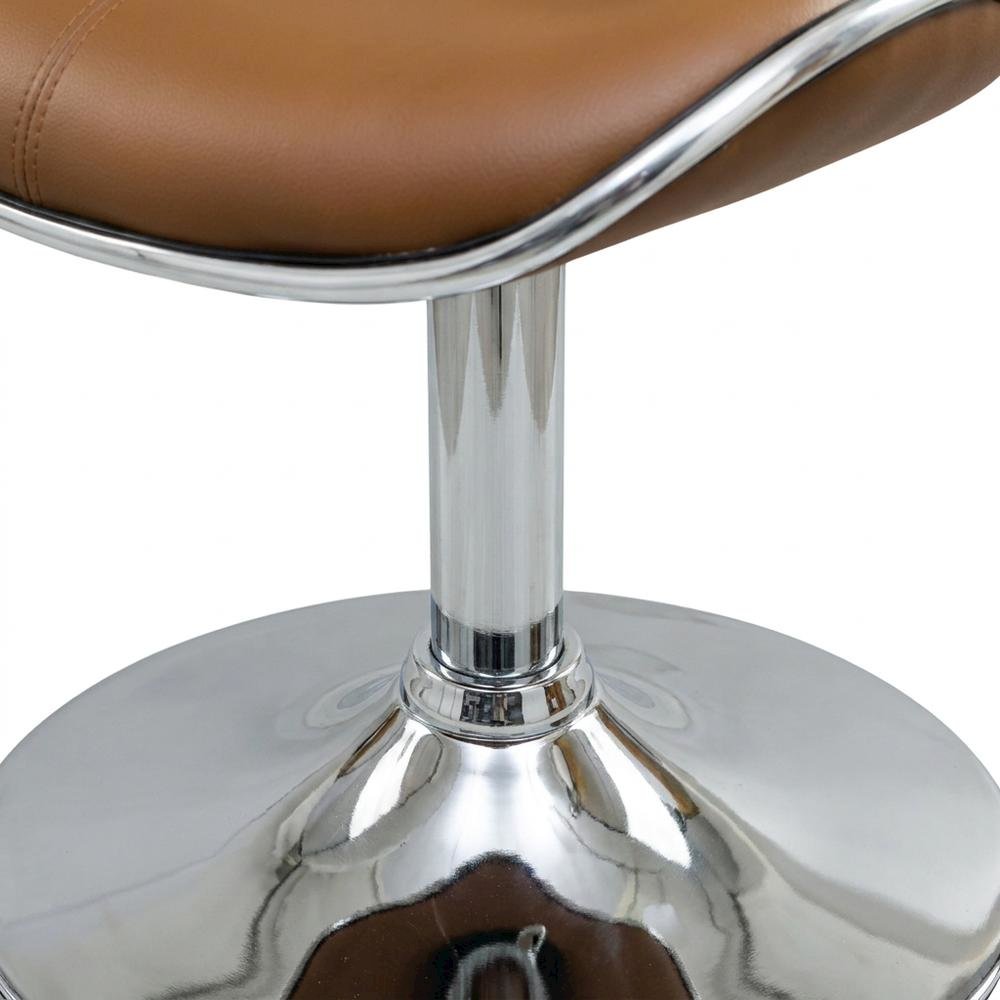 Caramel Leatherette Swivel Barstool Set with Chrome Base and Adjustable Height