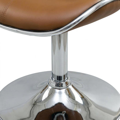 Caramel Leatherette Swivel Barstool Set with Chrome Base and Adjustable Height