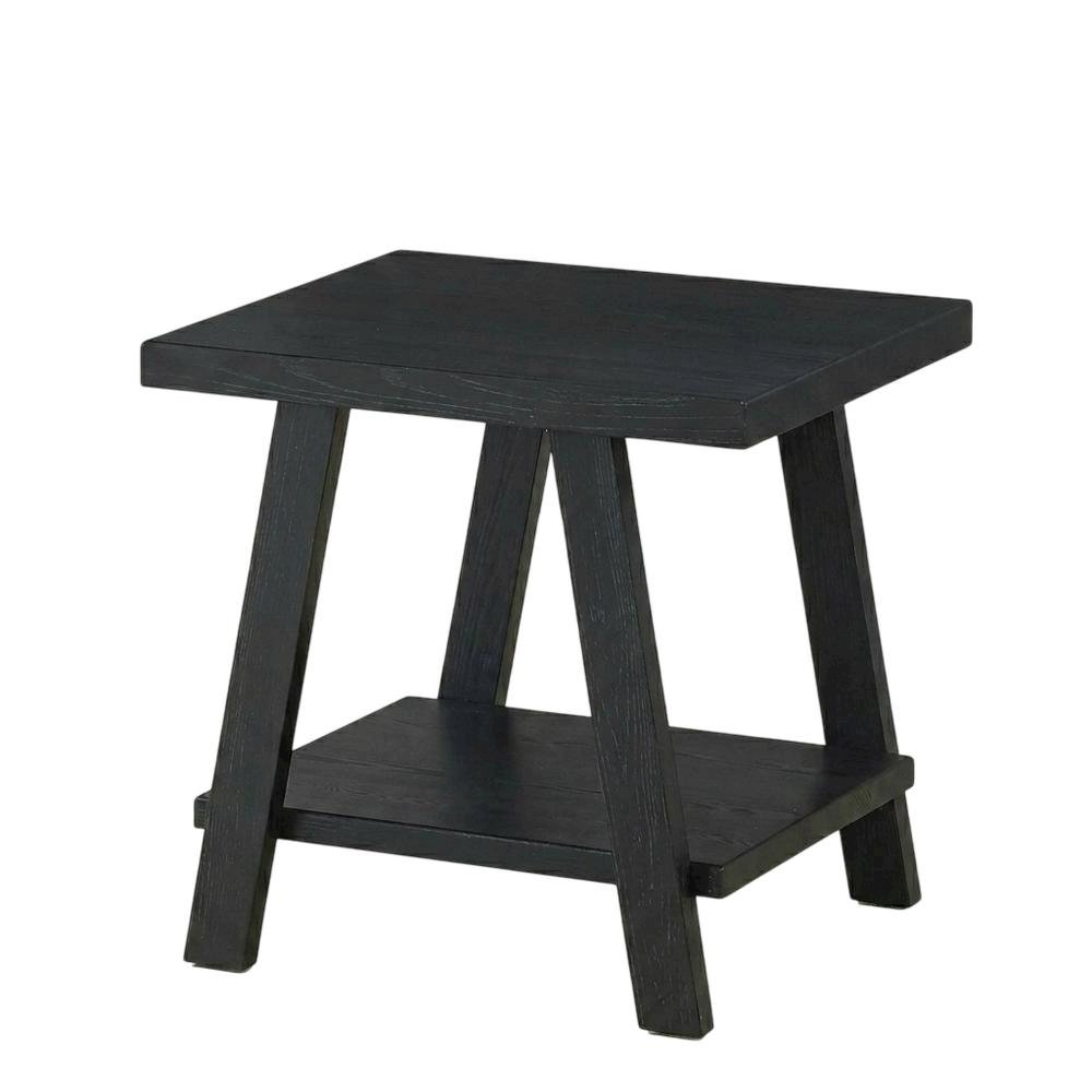 Black, End Side Table, Open Shelf, Quality Build, Durable Wood Frame