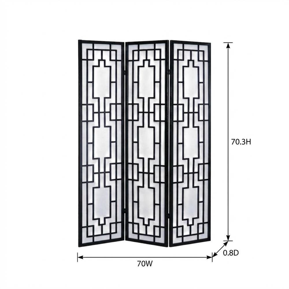 Natural 3-Panel Wood Folding Room Divider, Fabric, 70 Inch