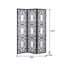 Natural 3-Panel Wood Folding Room Divider, Fabric, 70 Inch