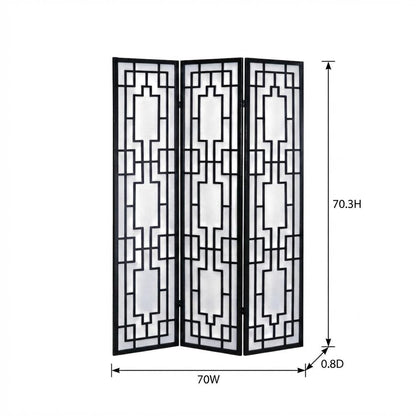 Natural 3-Panel Wood Folding Room Divider, Fabric, 70 Inch