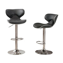 Gray Leatherette Adjustable Swivel Barstool with Chrome Base, Set of 2