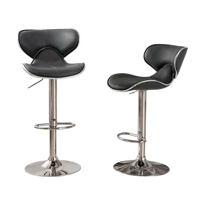 Gray Leatherette Adjustable Swivel Barstool with Chrome Base, Set of 2