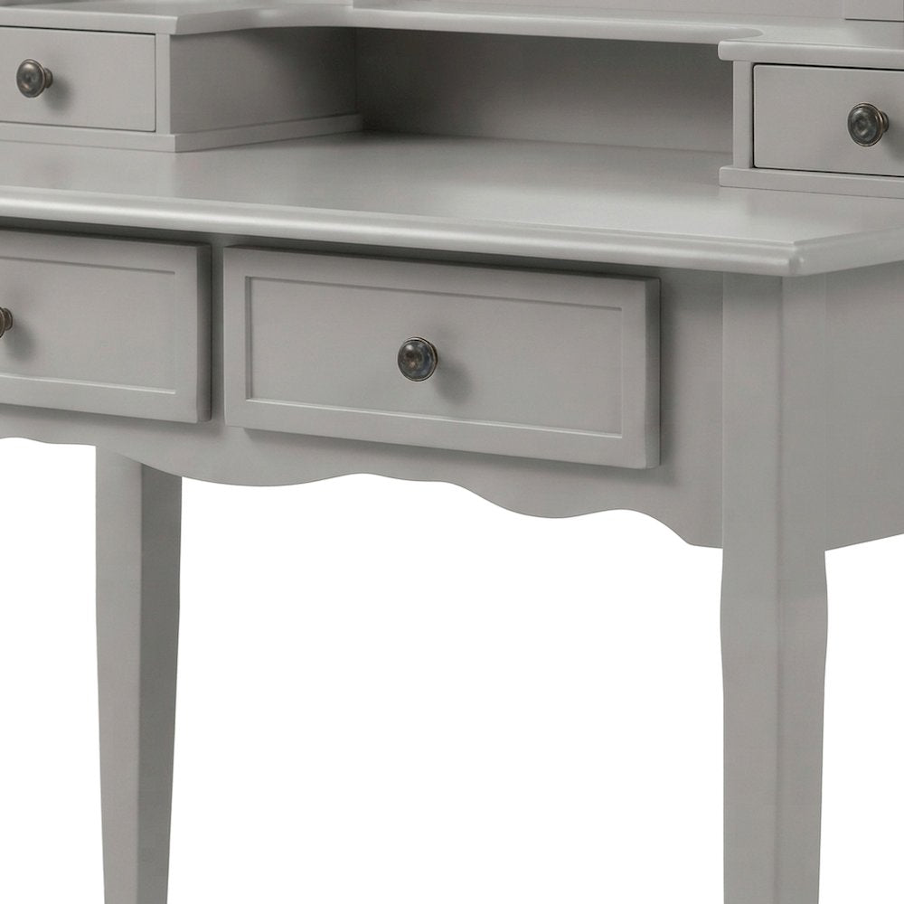 Wood/Glass Makeup Vanity Dressing Table with Upholstered Stool Set, Rose Gold