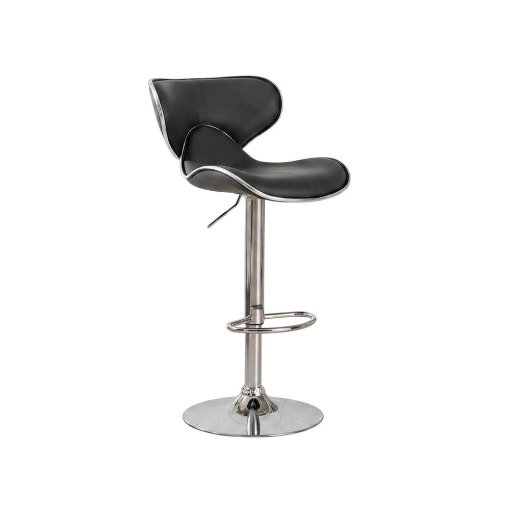 Gray Leatherette Adjustable Swivel Barstool with Chrome Base, Set of 2