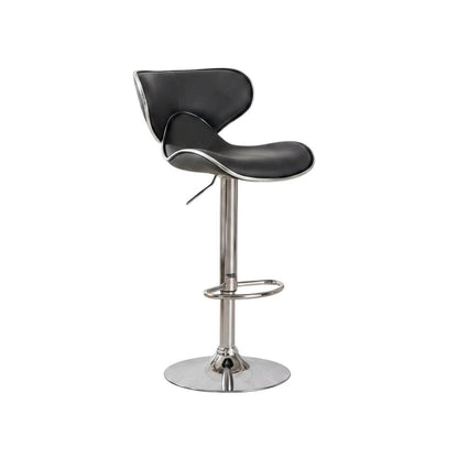 Gray Leatherette Adjustable Swivel Barstool with Chrome Base, Set of 2