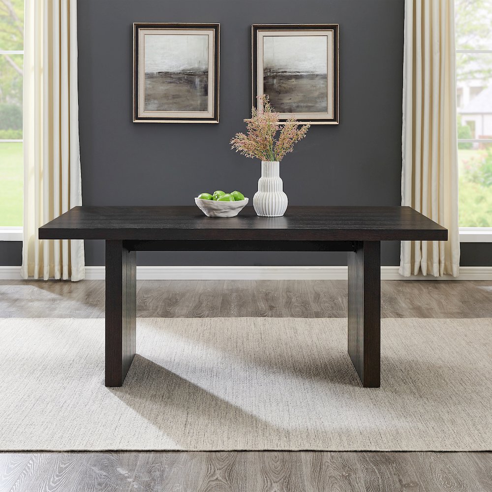 Madison 6-PC Dining Set, Slat-Fluted Table with 4 Chairs and a Bench, Chocolate
