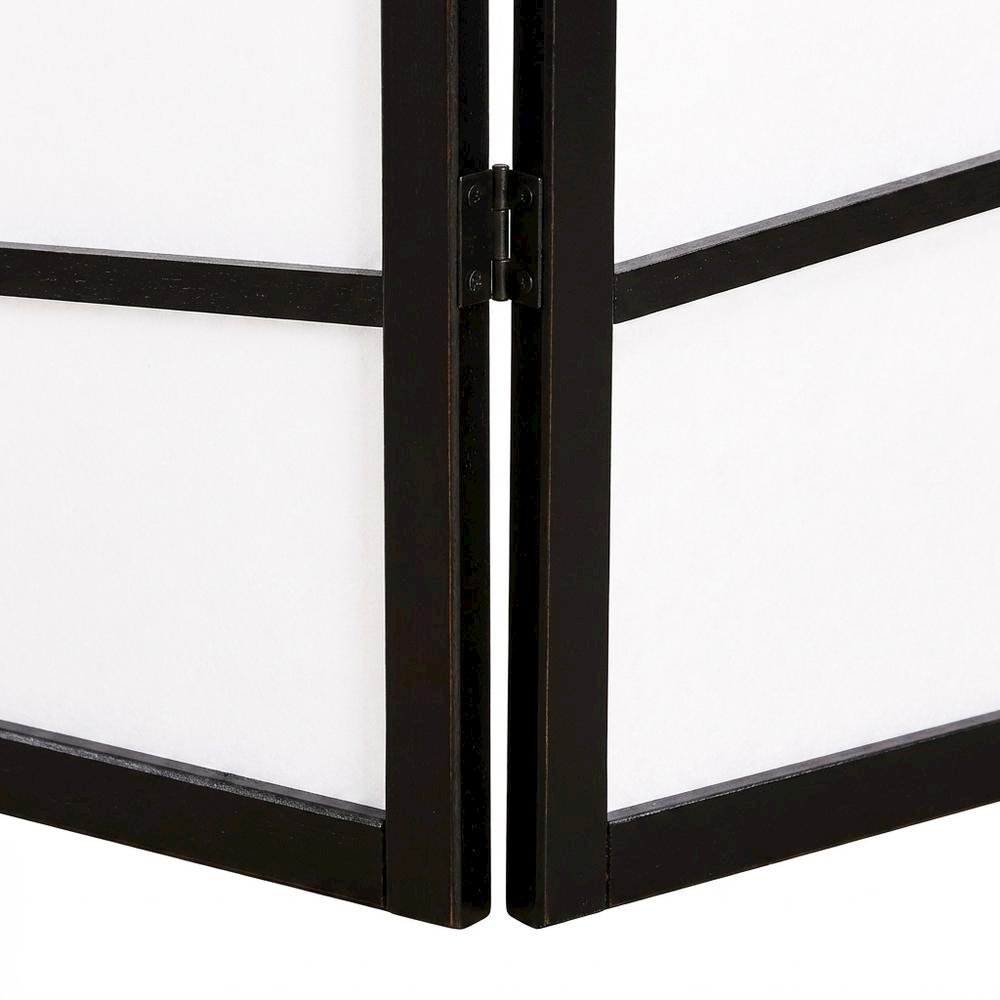 Black 3-Panel Wood Folding Room Divider, Fabric, 71 Inch