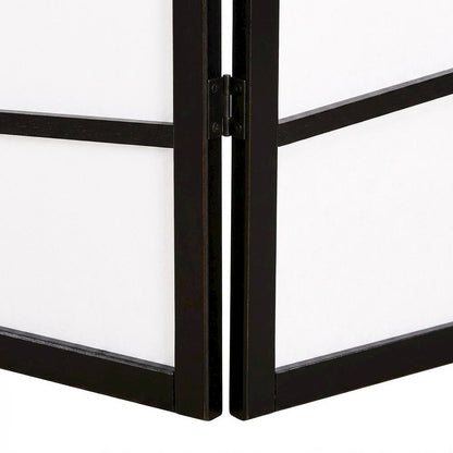 Black 3-Panel Wood Folding Room Divider, Fabric, 71 Inch
