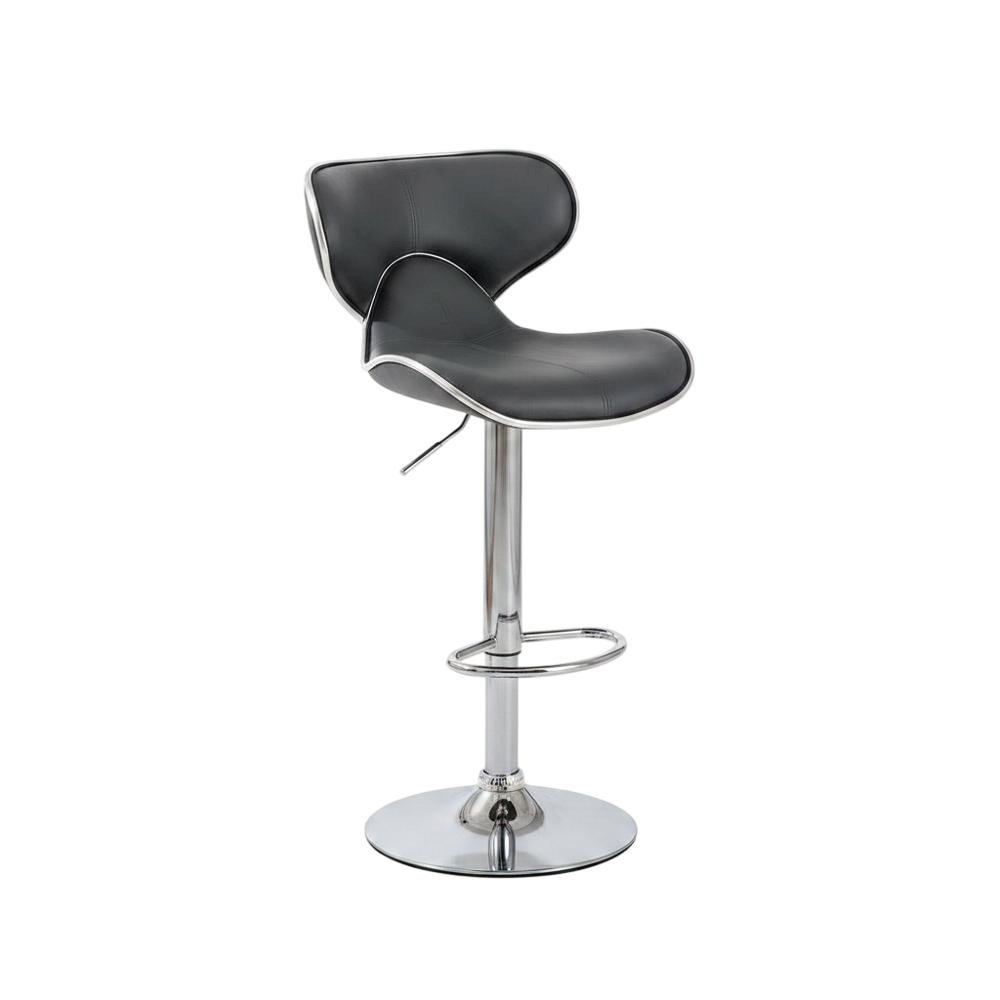 Gray Leatherette Adjustable Swivel Barstool with Chrome Base, Set of 2