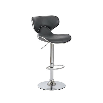 Gray Leatherette Adjustable Swivel Barstool with Chrome Base, Set of 2