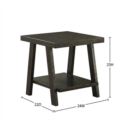 Brown, End Side Table, Open Shelf, Quality Build, Durable Wood Frame