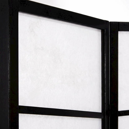 Black 3-Panel Wood Folding Room Divider, Fabric, 71 Inch