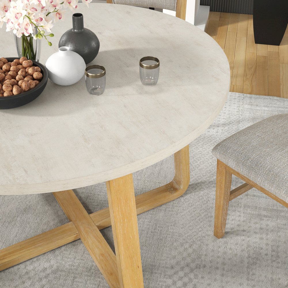 Arden 5-Piece Dining Set, 47" Round Table with 4 Solid Wood Chairs