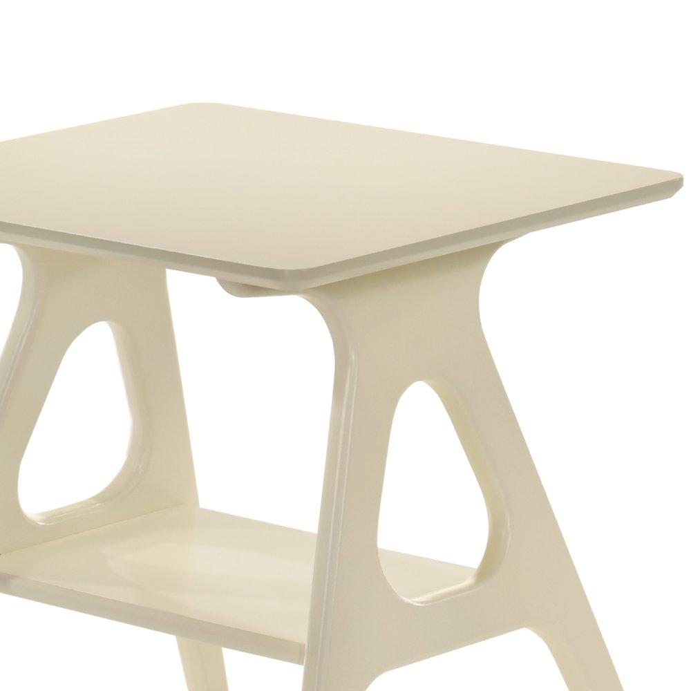 Arona Mid-Century Modern Wood Shelf End Table, Off-White Finish