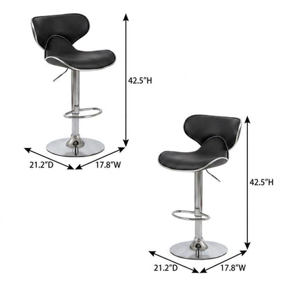 Gray Leatherette Adjustable Swivel Barstool with Chrome Base, Set of 2