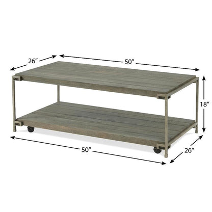 Metal Frame Coffee Table with Casters and Wood Top Durable Livable Design