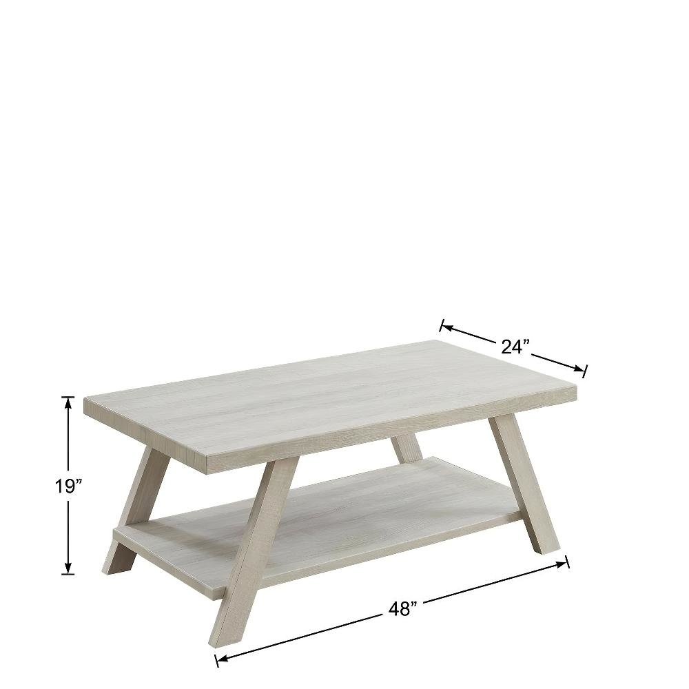 White Wood Shelf Coffee Table with Storage and Modern Design