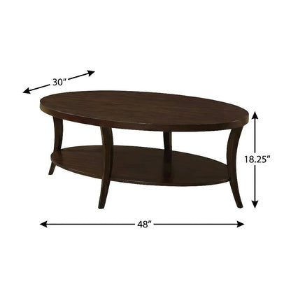 Espresso 3-Piece Oval Coffee Table and End Tables Set with Durable Finish