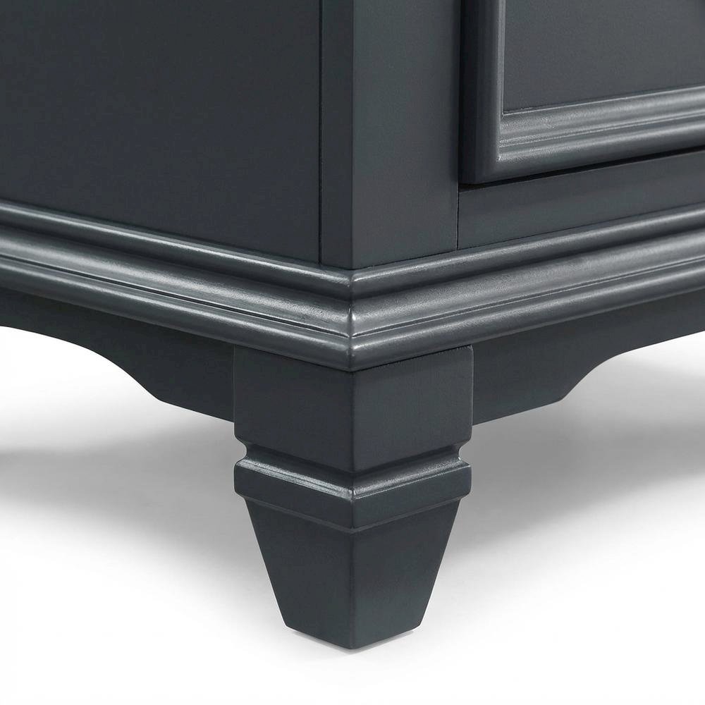 Slate Blue Wood Nightstand with 3 Drawers for Bedroom Storage