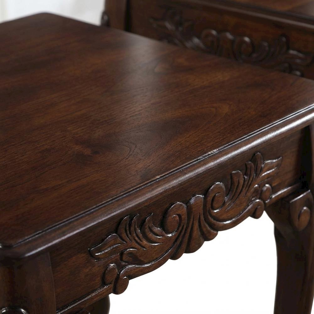 Dark Cherry Finish Wood End Table with Elegant Style