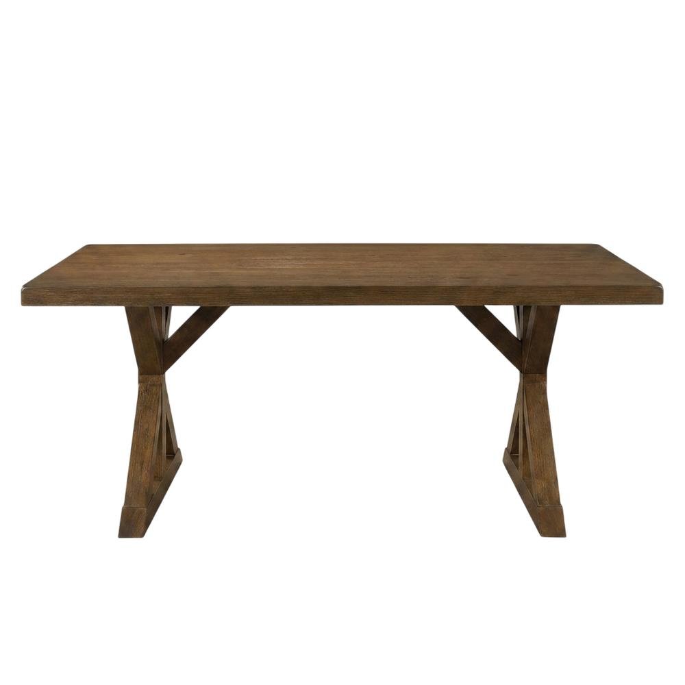 Brushed Driftwood Trestle Dining Table, Farmhouse Style, Seats 6