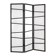 Black 3-Panel Wood Folding Room Divider, Fabric, 71 Inch