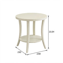 Round End Table with Shelf in Ivory for Living Rooms