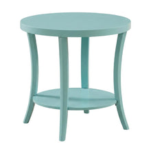 Teal Round End Table with Shelf for Lounge and Living Spaces