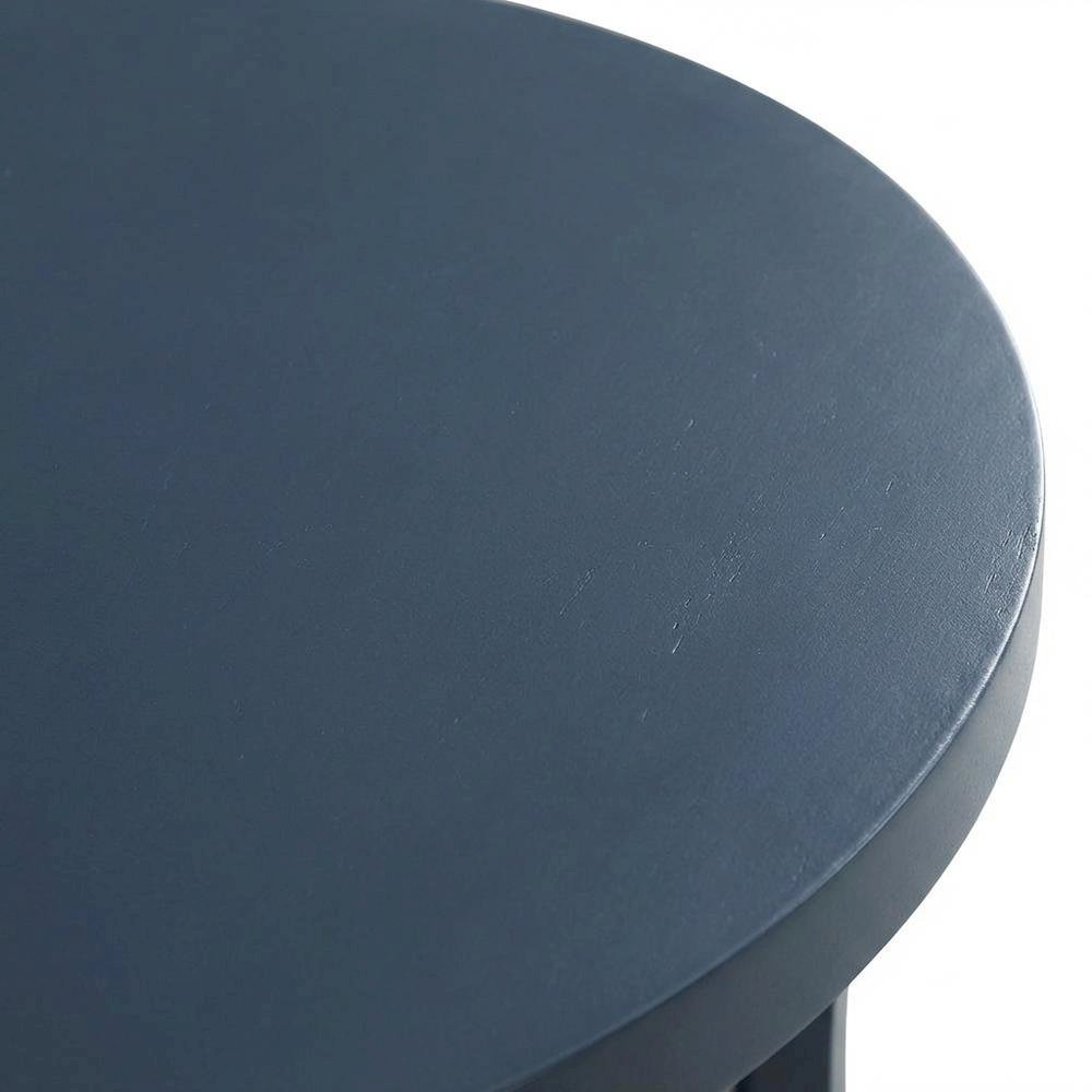 Navy Blue Round End Table with Shelf for Living Room Decor
