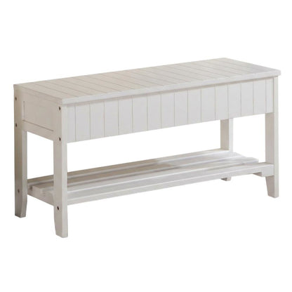 White Solid Wood Shoe Bench with Storage, Entryway Seating and Organizer