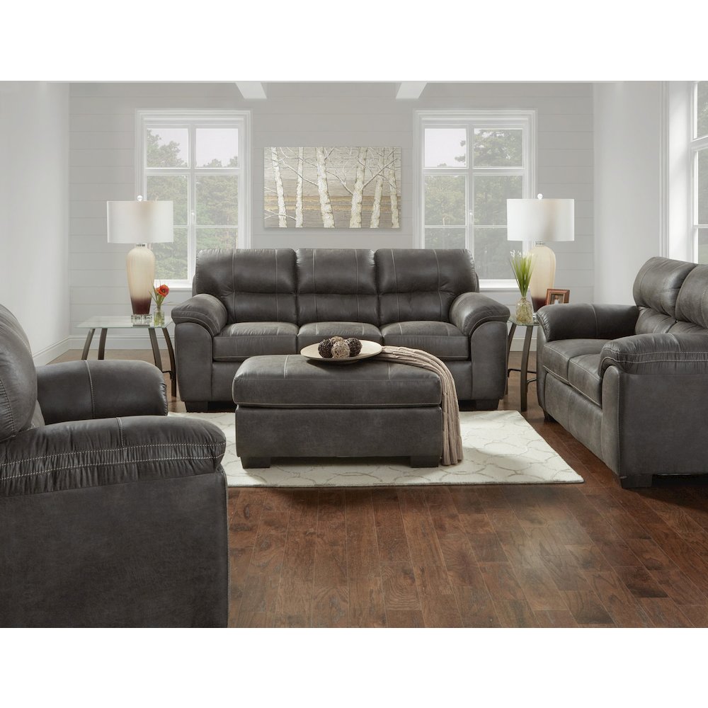 Tirana Contemporary Fabric Pillow-top Arm Loveseat in Sequoia Ash