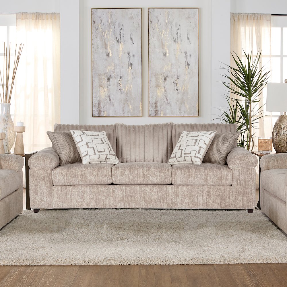 Nason Wide Wale Corduroy Sofa, Loveseat, and Ottoman Set, Parchment