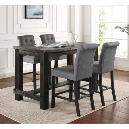 Leviton Antique Black Finished Wood 5-Piece Counter Height Dining Set, Gray