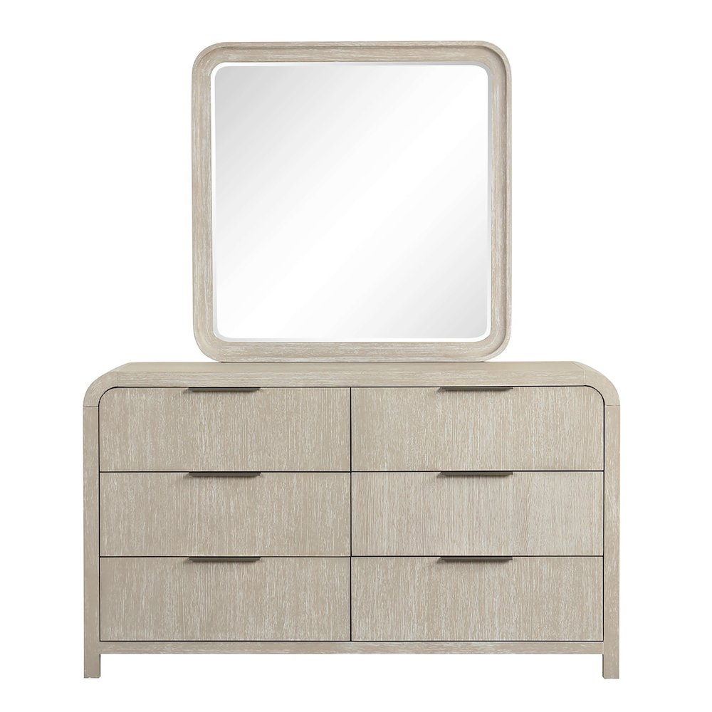 Tavari Contemporary 6-Drawer Wood Dresser with Mirror, Light Gray