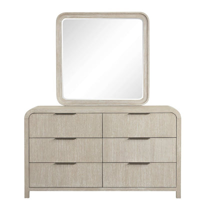 Tavari Contemporary 6-Drawer Wood Dresser with Mirror, Light Gray