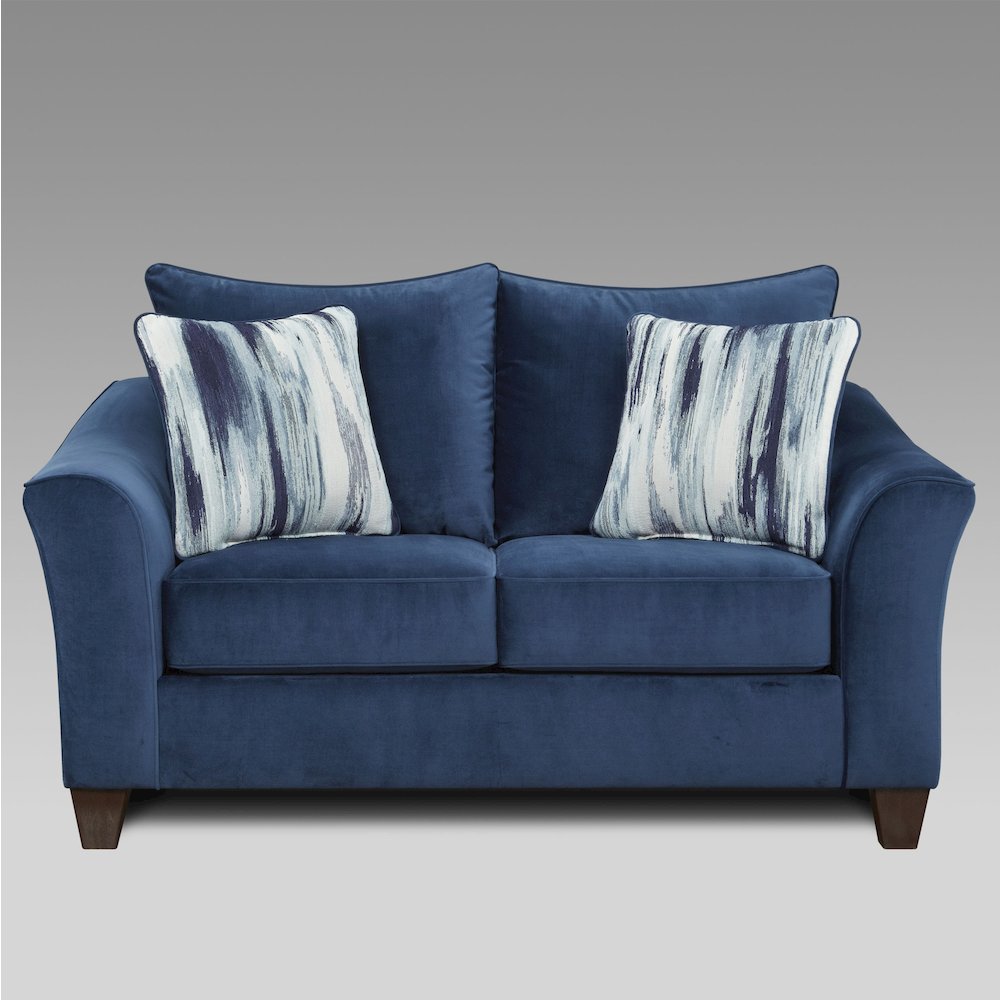 Camero Fabric Pillowback 4-Piece Sofa Set in Navy Blue