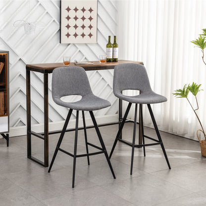 Porth Fabric Kitchen 28.25" Barstools, Set of 2, Gray