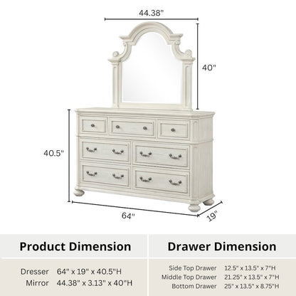 Nelson French Traditional 5-Piece Bedroom Set, Antique White, King