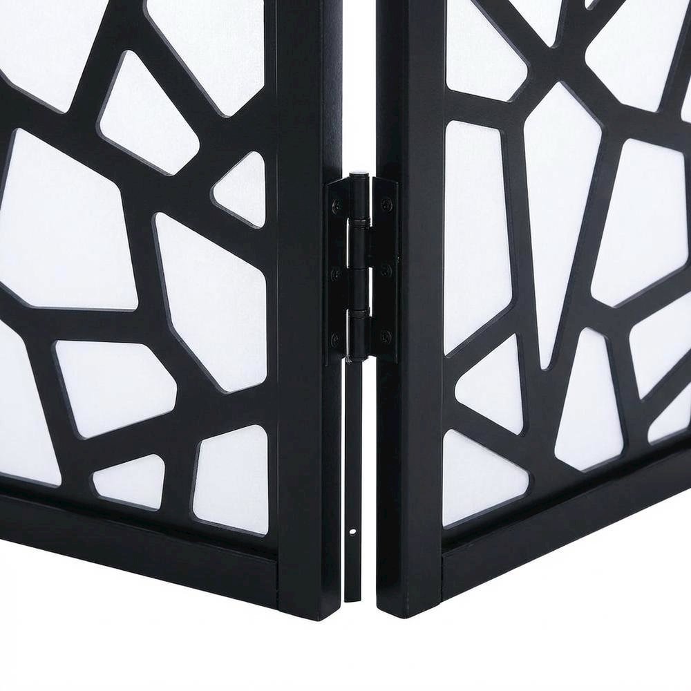 Black 4-Panel Wood Folding Room Divider, Fabric, 70 Inch