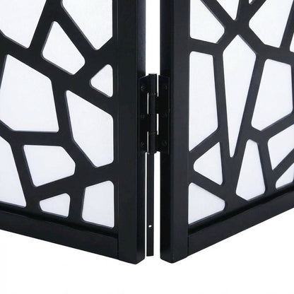 Black 4-Panel Wood Folding Room Divider, Fabric, 70 Inch
