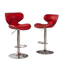 Red Leatherette Adjustable Swivel Barstool with Chrome Base, Set of 2