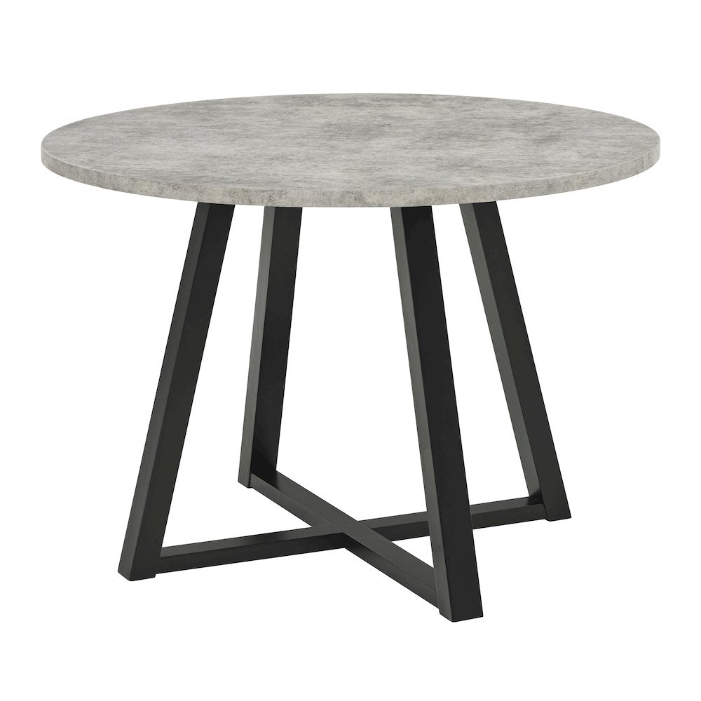 Edo 5-Piece Dining Set, Round Trestle Table and 4 Chairs, Gray and Yellow