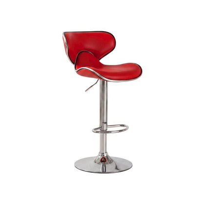Red Leatherette Adjustable Swivel Barstool with Chrome Base, Set of 2