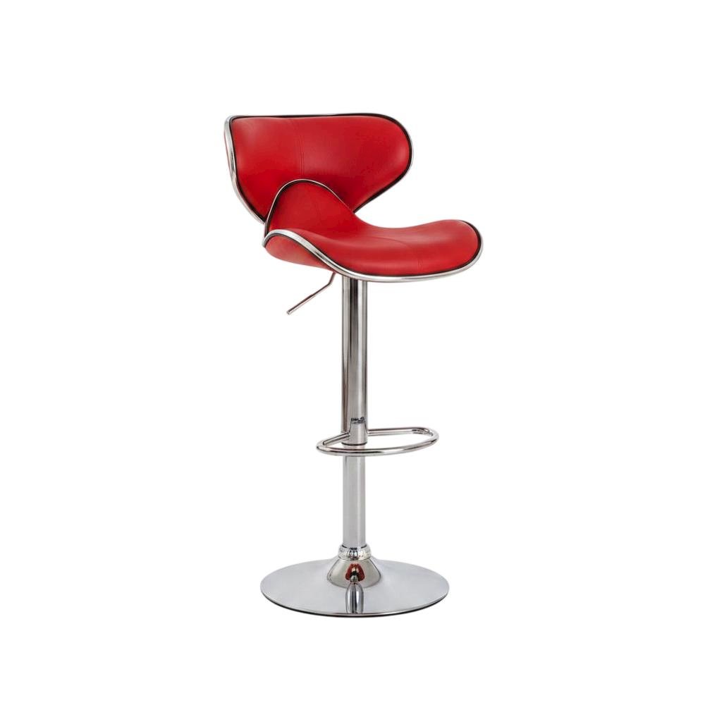 Red Leatherette Adjustable Swivel Barstool with Chrome Base, Set of 2