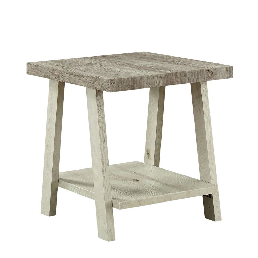 Beige, End Side Table, Open Shelf, Quality Build, Durable Wood Frame